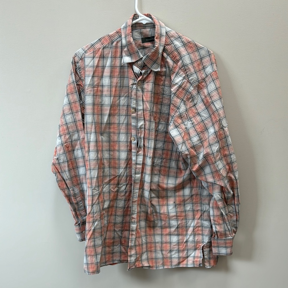 Ermenegildo Zegna Red and White Plaid Casual Button Down Shirt